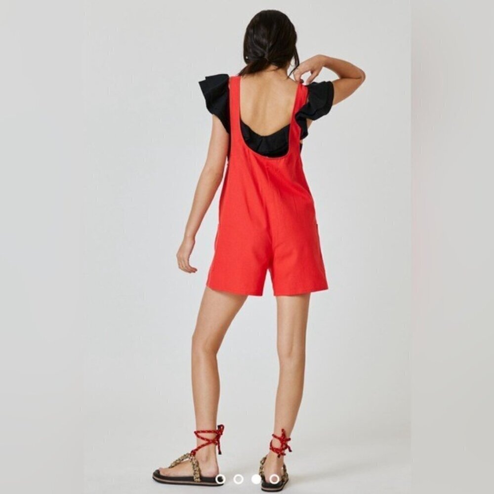Anthropologie Corey Lynn Calter Adeline Romper in Red Size Medium NWT - Picture 2 of 8